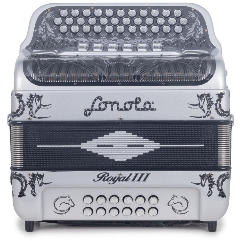 Sonola Royal III Accordion 6 Switch FBE/EAD Silver with Black-accordion-Sonola- Hermes Music