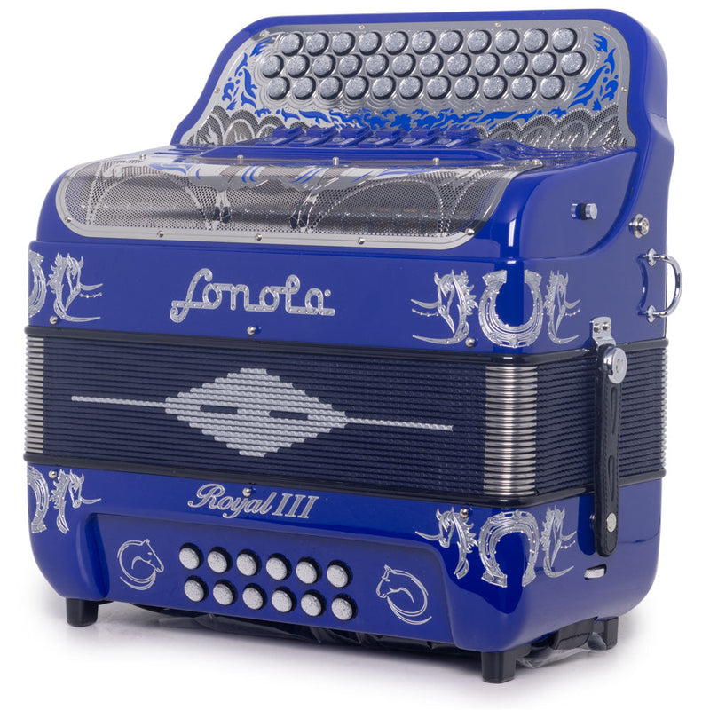 Sonola Royal III Accordion Ultra Compact 6 Switch FBE/EAD Navy Blue with Silver-accordion-Sonola- Hermes Music