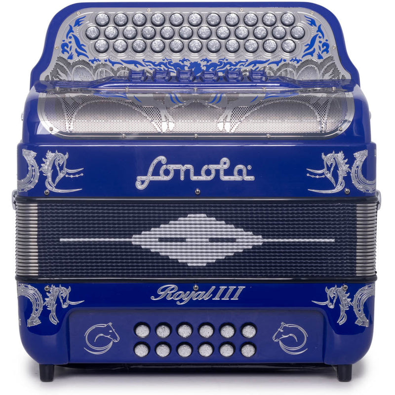 Sonola Royal III Accordion Ultra Compact 6 Switch FBE/EAD Navy Blue with Silver-accordion-Sonola- Hermes Music