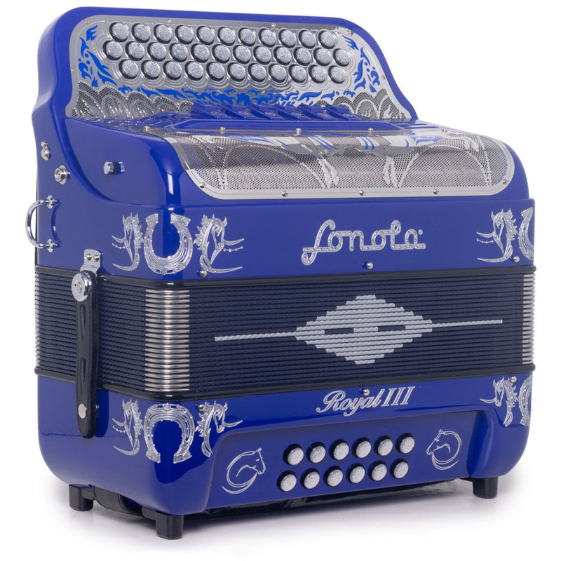 Sonola Royal III Accordion Ultra Compact 6 Switch FBE/EAD Navy Blue with Silver-accordion-Sonola- Hermes Music