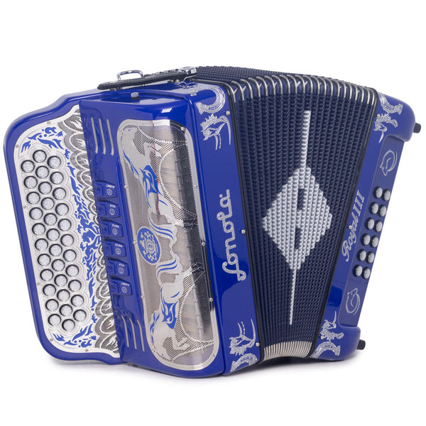 Sonola Royal III Accordion Ultra Compact 6 Switch FBE/EAD Navy Blue with Silver-accordion-Sonola- Hermes Music