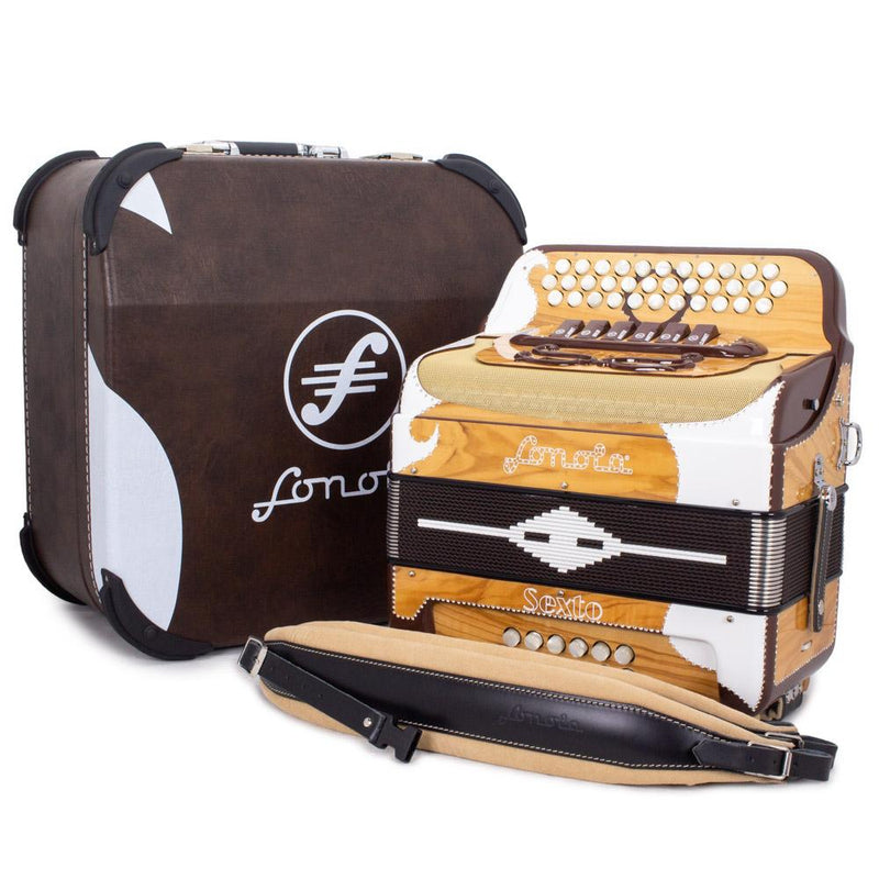 Sonola Sexto Accordion 6 Switches FBE/EAD Wood with White-accordion-Sonola- Hermes Music
