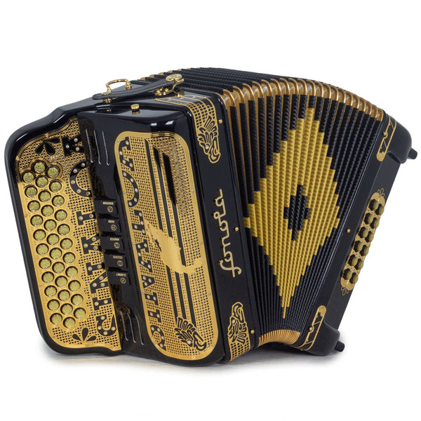 Sonola Sinaloa Accordion 5 Switches FBE Black and Gold-accordion-Sonola- Hermes Music