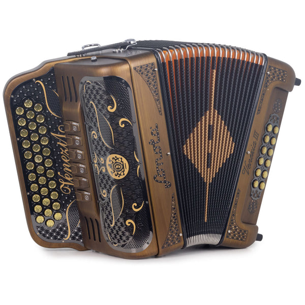 Sonola Venezia III Acordeon 6 Registros FA MI Dorado Matte con Disenos
