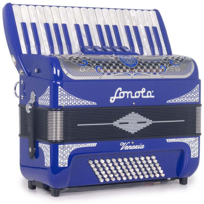 Sonola Venezia Piano Accordion 5 Switches Blue and Silver-accordion-Sonola- Hermes Music