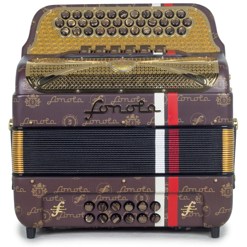 Sonola Vogue Accordion 6 Switches FBE/EAD Maroon with Gold-accordion-Sonola- Hermes Music