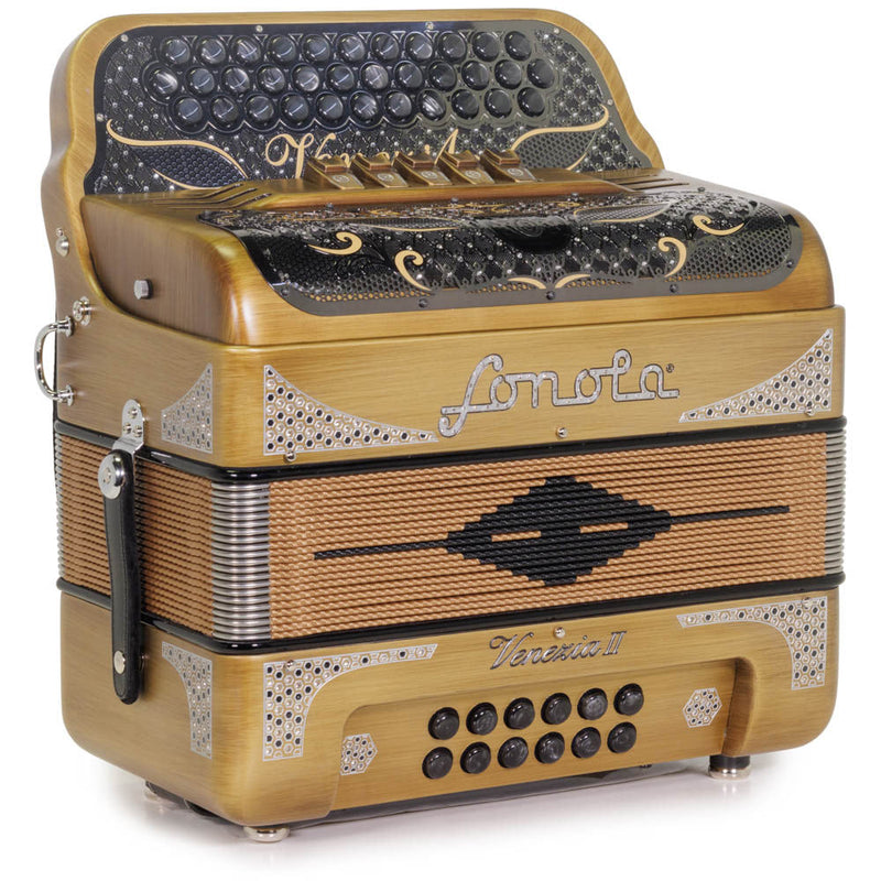 Sonola Venezia II Accordion 5 Switch FBE Matte Gold With Silver-accordion-Sonola-Hermes Music