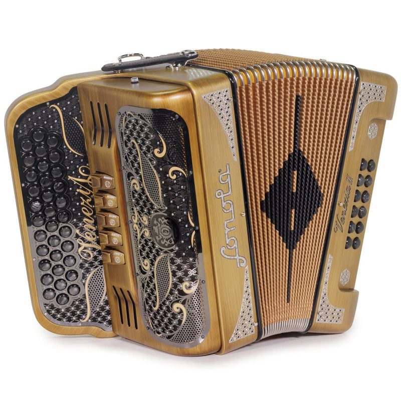 Sonola Venezia II Accordion 5 Switch FBE Matte Gold With Silver-accordion-Sonola-Hermes Music